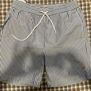 Brooks Brothers Navy and White Striped Swim Trunks